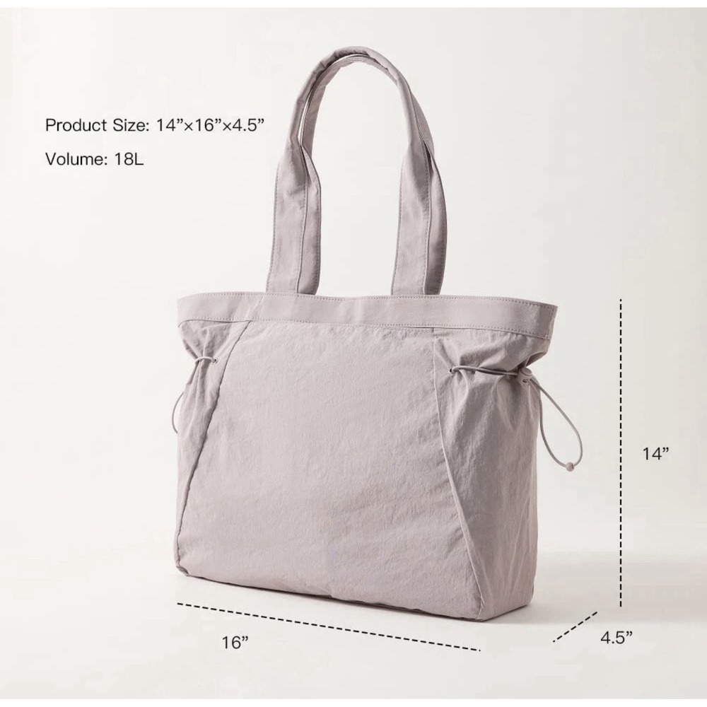 VAKAER Lavender Side Cinch Shopper Tote Bag 18L Shoulder Bag Large Travel Pastel - Picture 4 of 8